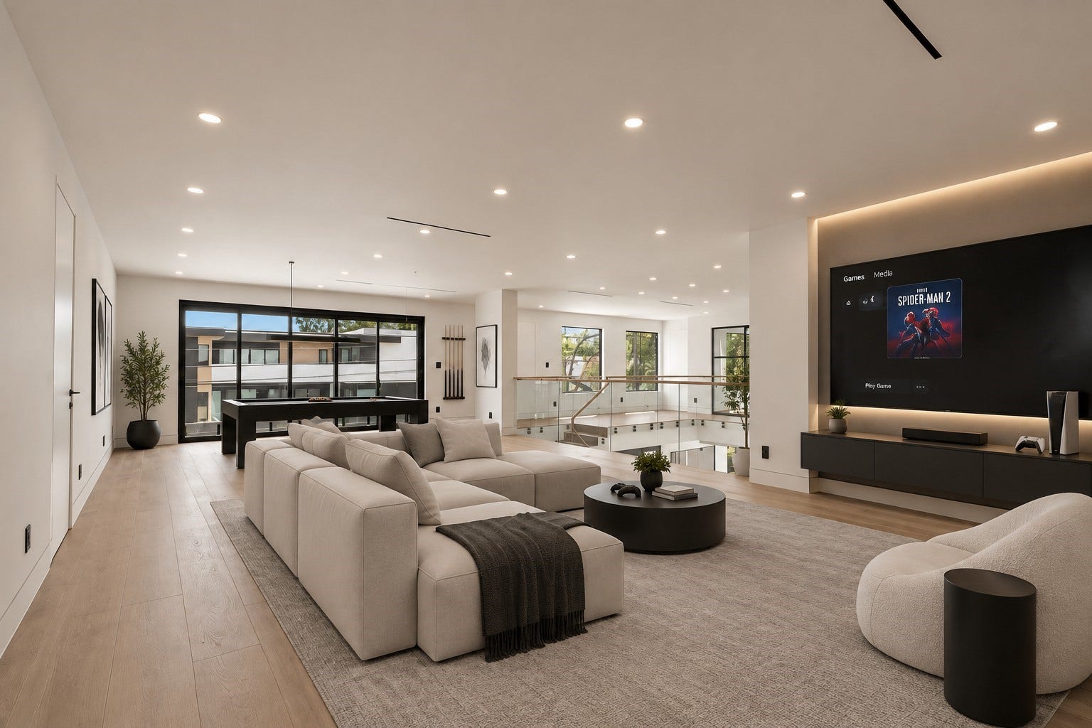 827 Bunker Hill Road, Houston, TX 77024 Second floor living room/game room, virtually staged