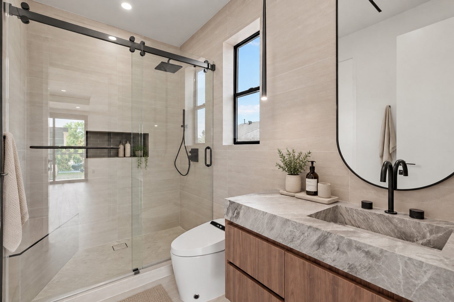 827 Bunker Hill Road, Houston, TX 77024 Second bathroom, virtually staged