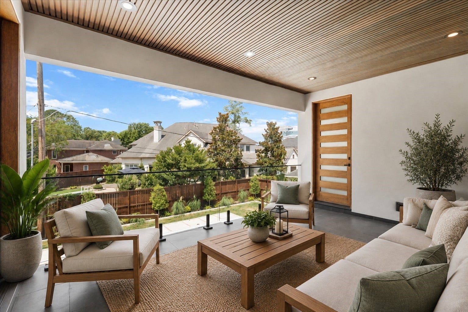 827 Bunker Hill Road, Houston, TX 77024 Balcony, virtually staged