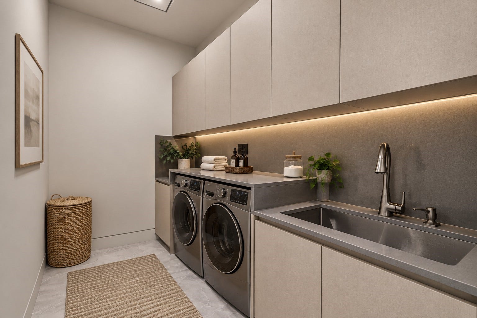827 Bunker Hill Road, Houston, TX 77024 First floor laundry room, virtually staged