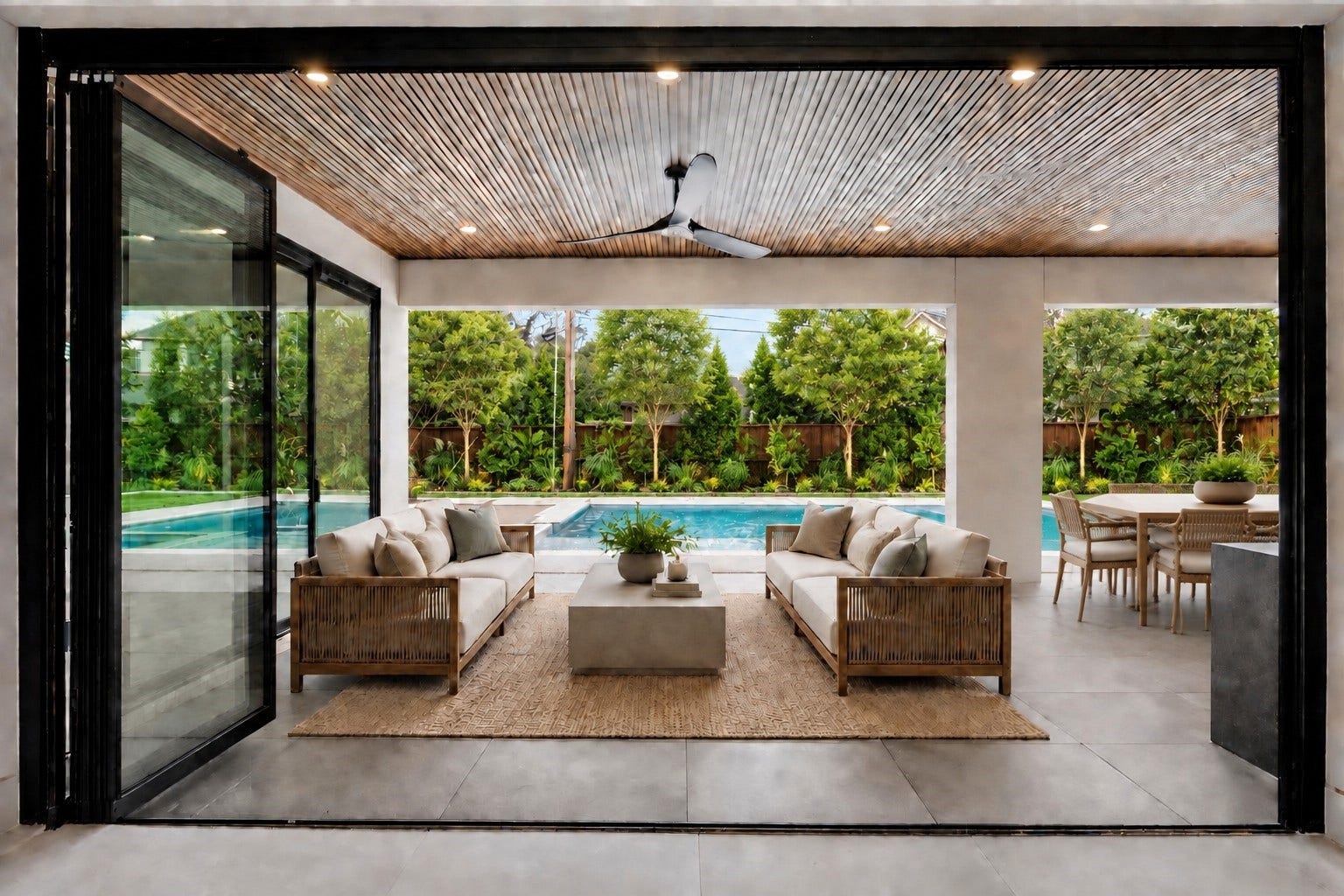 827 Bunker Hill Road, Houston, TX 77024 Covered patio, virtually staged