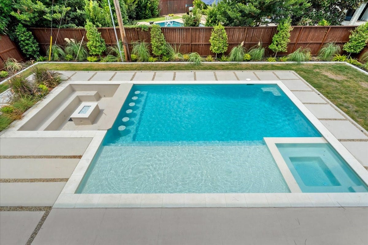 827 Bunker Hill Road, Houston, TX 77024 Oversized pool with hot tub and sunken gas fire pit