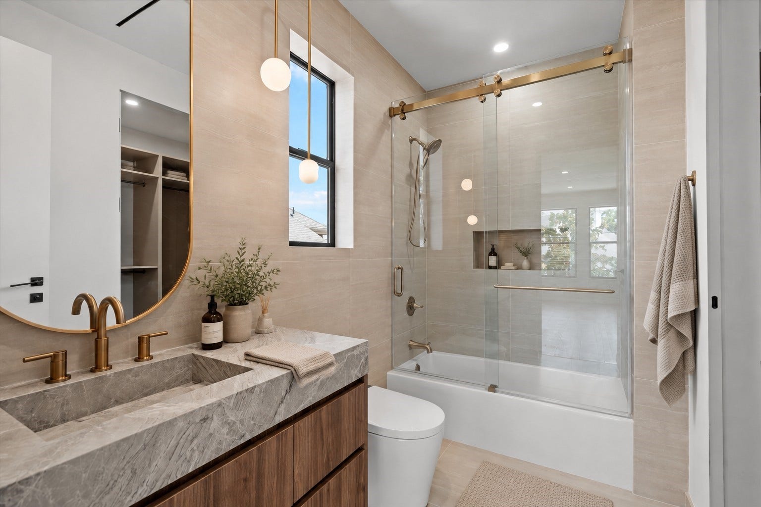 827 Bunker Hill Road, Houston, TX 77024 Third bathroom, virtually staged
