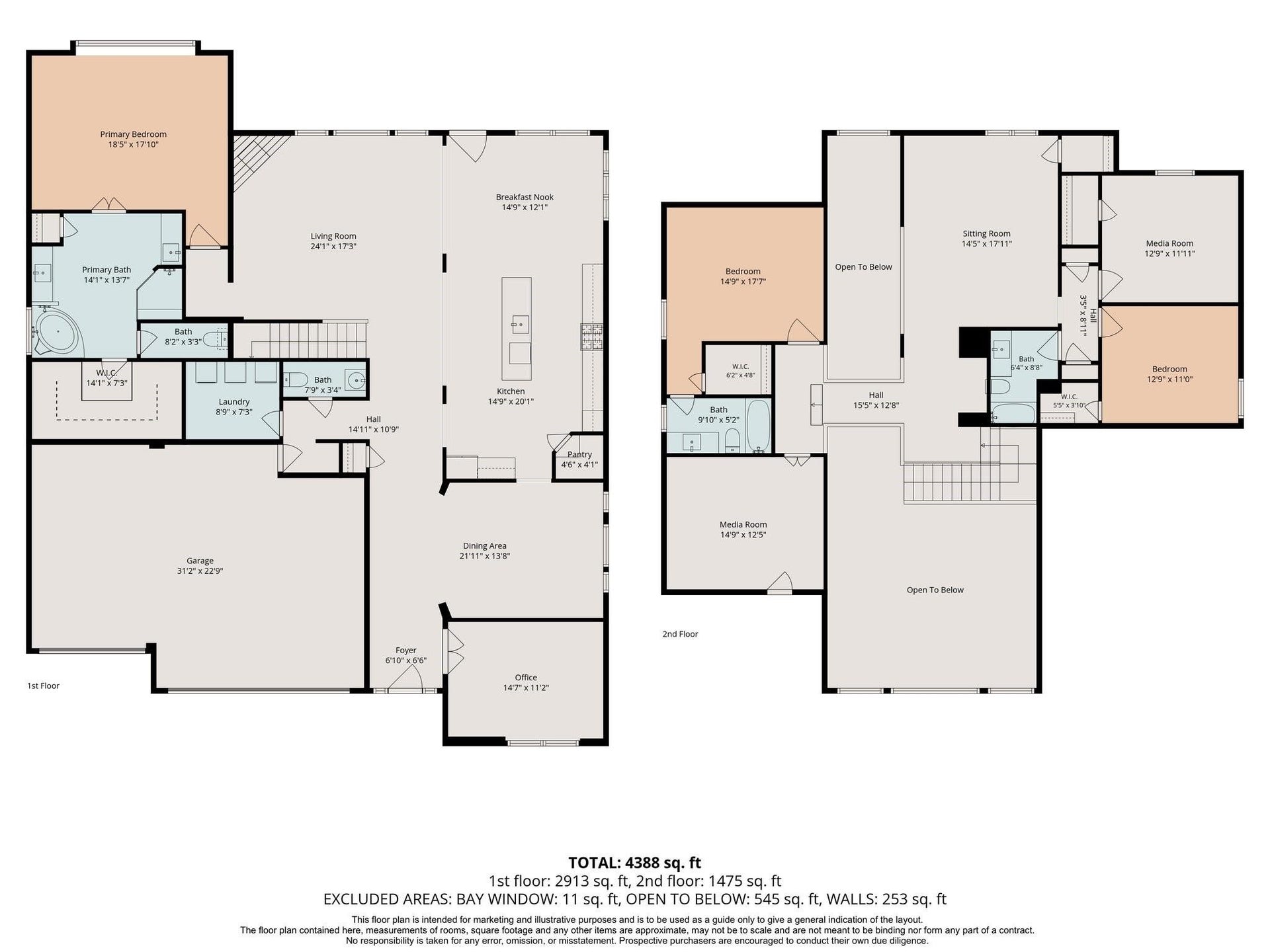6031 Granite Shadow Lane, Porter, TX 77365 Floor Plan for both 1st and 2nd floors