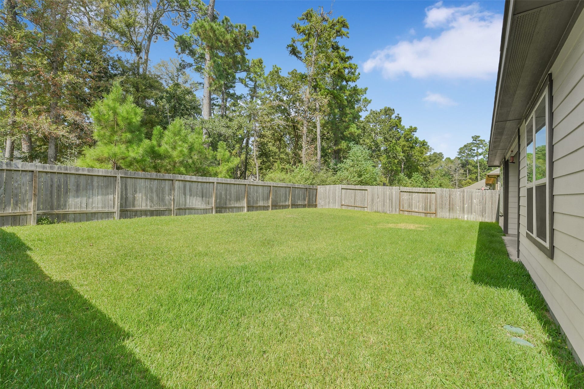 14322 Winema View Lane, Conroe, TX 77384 Huge back yard backing a green belt.