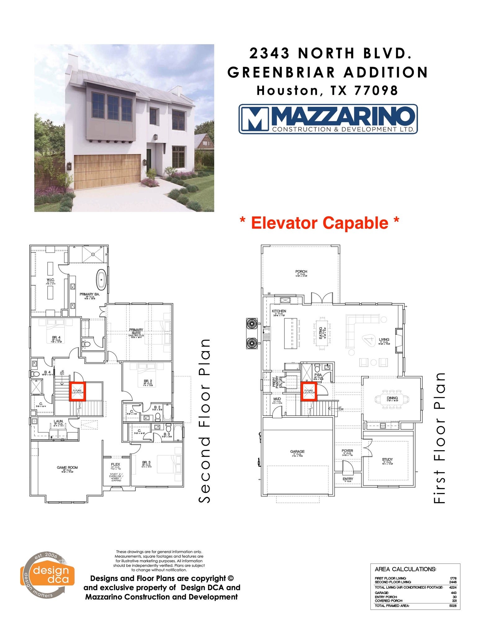 2343 NORTH Boulevard, Houston, TX 77098 Please be aware that these plans are the property of the architect/builder designer that designed them not DUX Realty, Mazzarino Construction or 2343 NORTH BLVD LLC. Please be aware that these plans are the property of the architect and are protected from reproduction and sharing under copyright law. These drawing are for general information only. Measurements, square footages and features are for illustrative marketing purposes. All information should be independently verified.