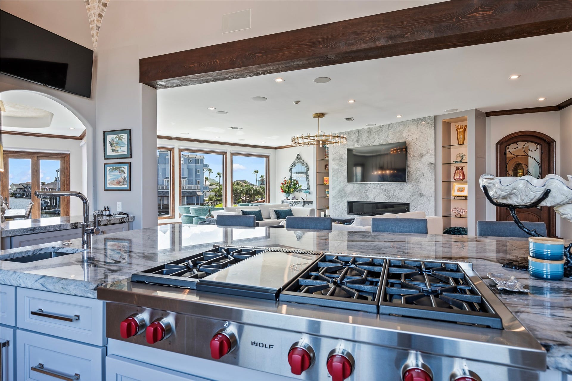 215 Sampan Drive, Galveston, TX 77554 Kitchen and Family Room