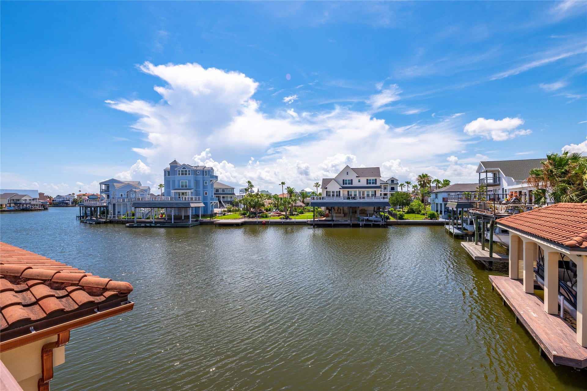 215 Sampan Drive, Galveston, TX 77554 Looking down canal from party room.