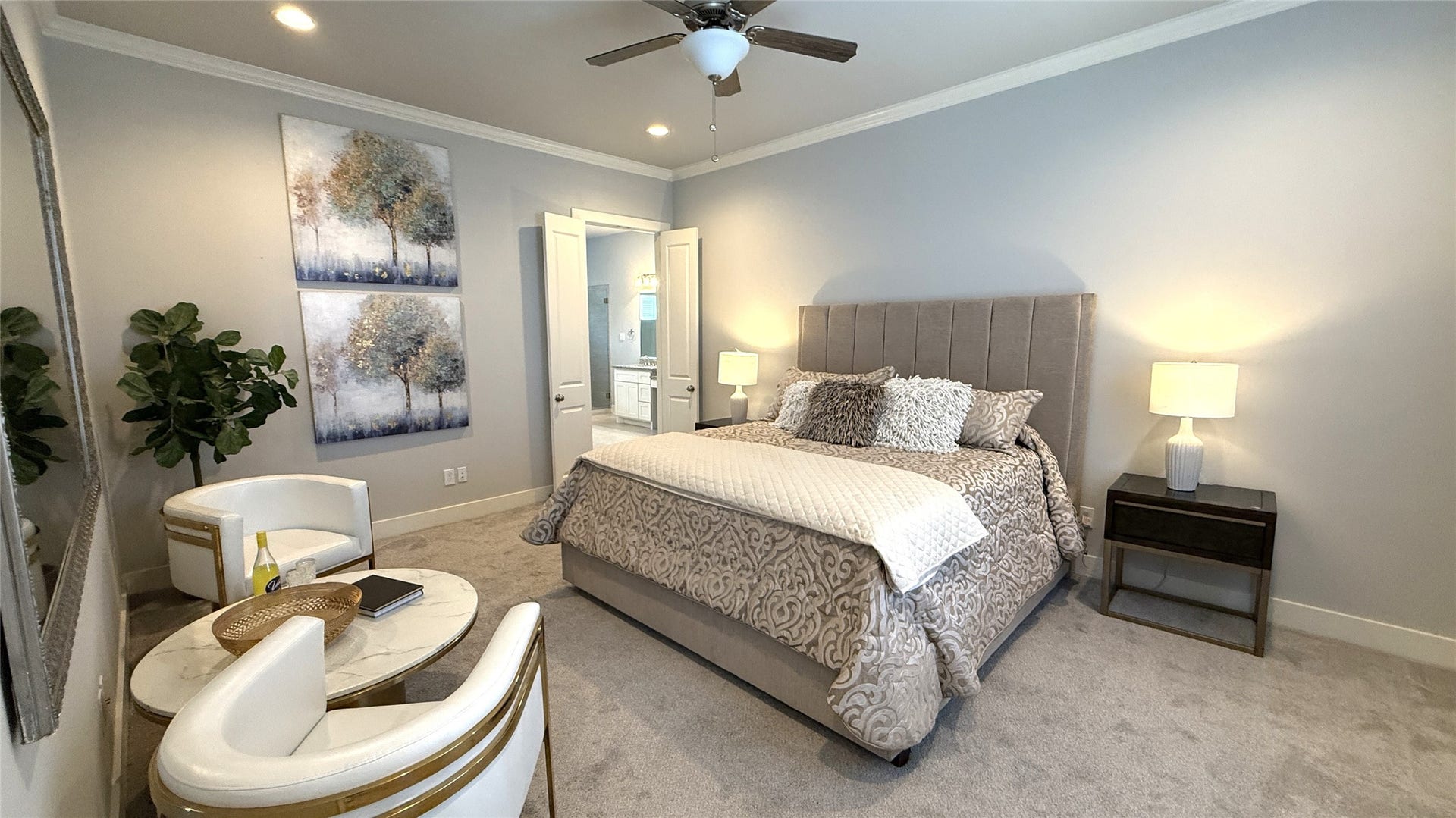 Spacious Primary Bedroom. High, 10 foot ceilings on Level 3!