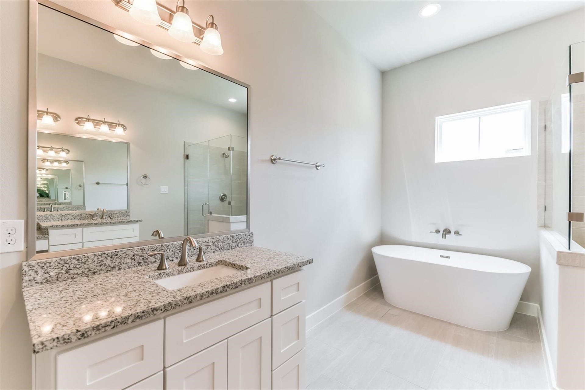 Sleek and modern soaking tub.