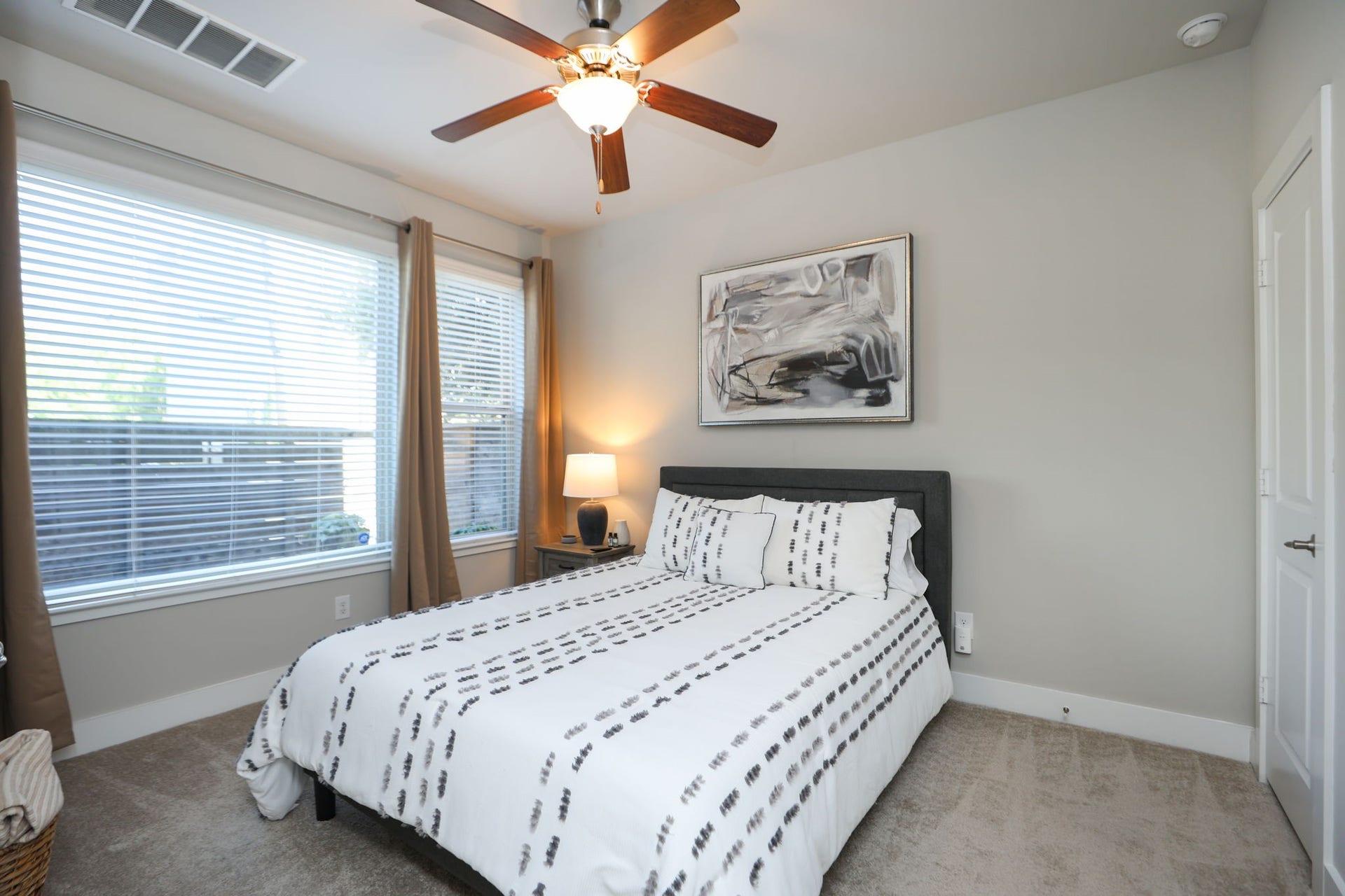 4515 Cornish Street, #A, Houston, TX 77007 First floor room has large windows overlooking the private patio, as well as a large closet and private bath.