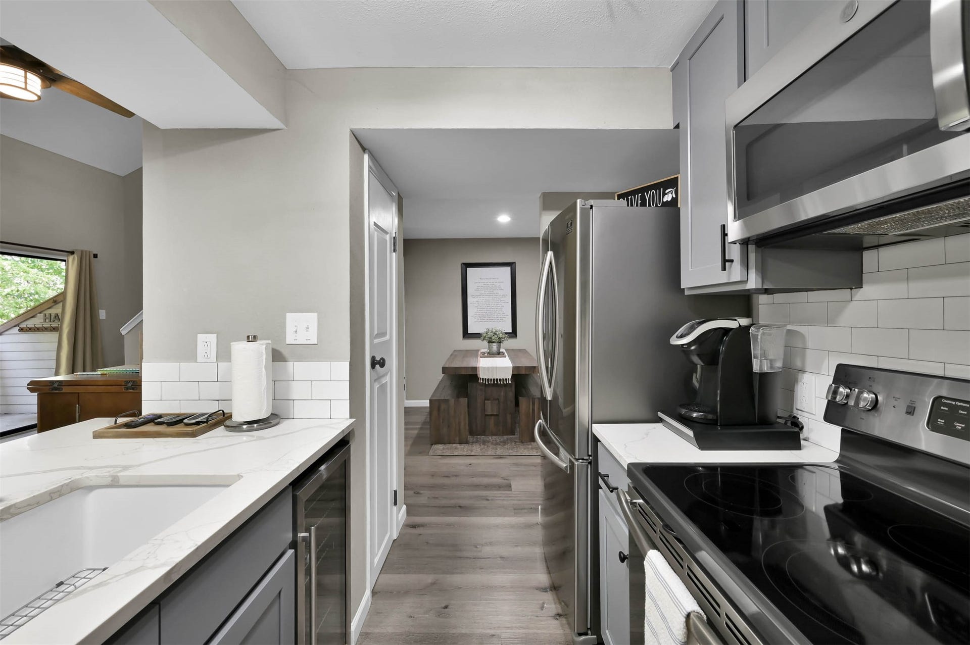 Looking out of kitchen