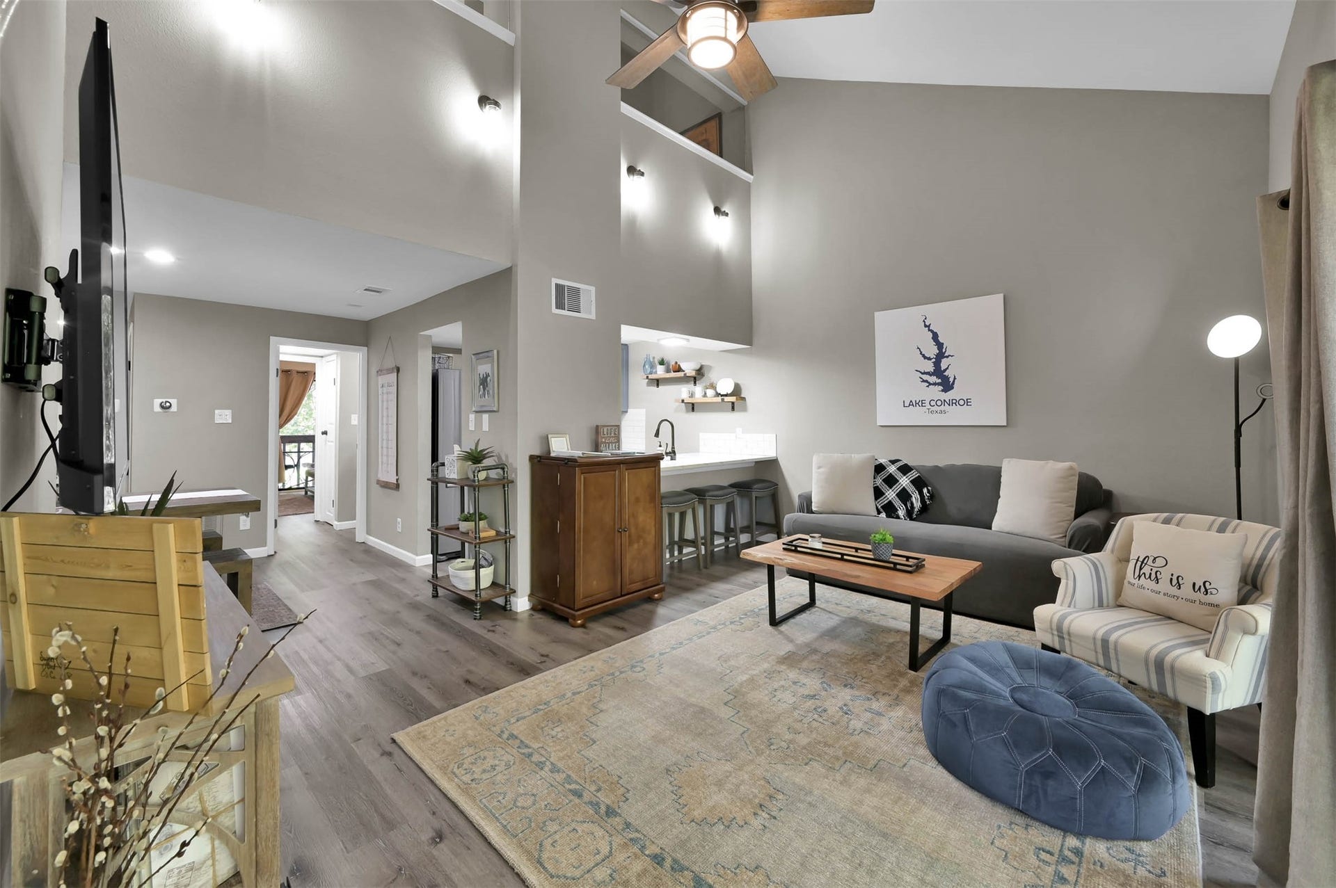 Living room looking toward kitchen