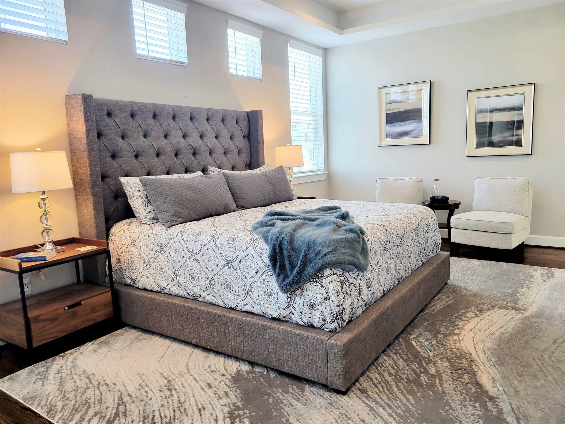 Ultra comfortable primary bedroom. Spacious and Elegant with an additional sitting area.