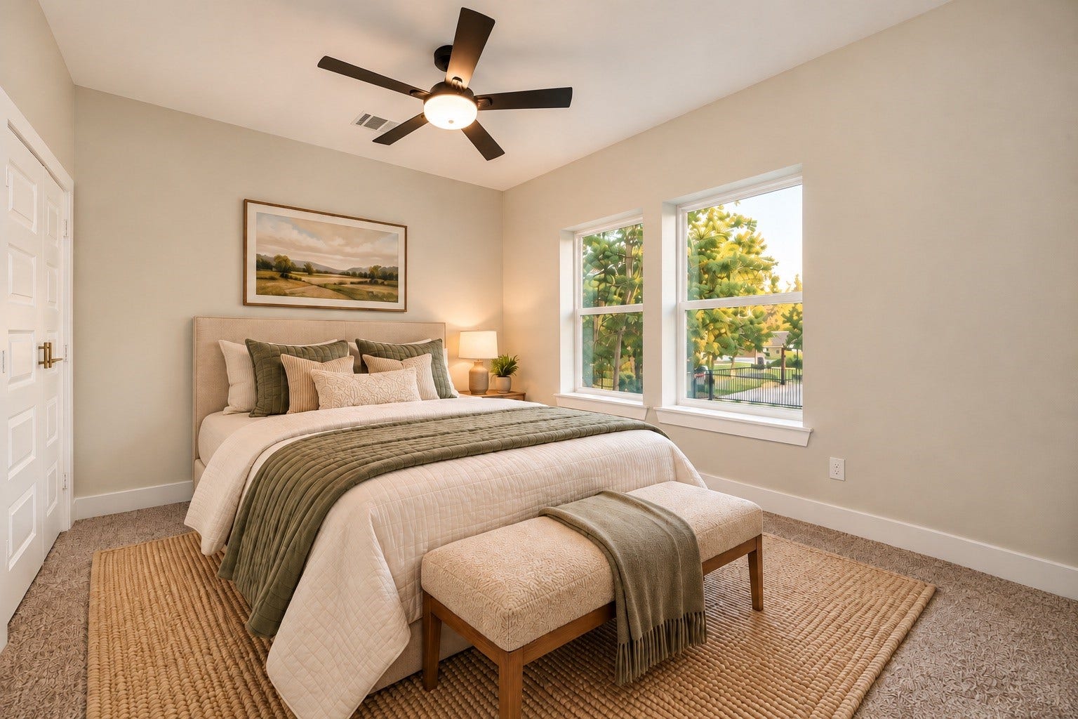 6628 Nielan Street, Houston, TX 77028 The final secondary bedroom measures approximately 13 x 11 feet and features a ceiling fan, natural light, and a comfortable layout. | Virtually Staged