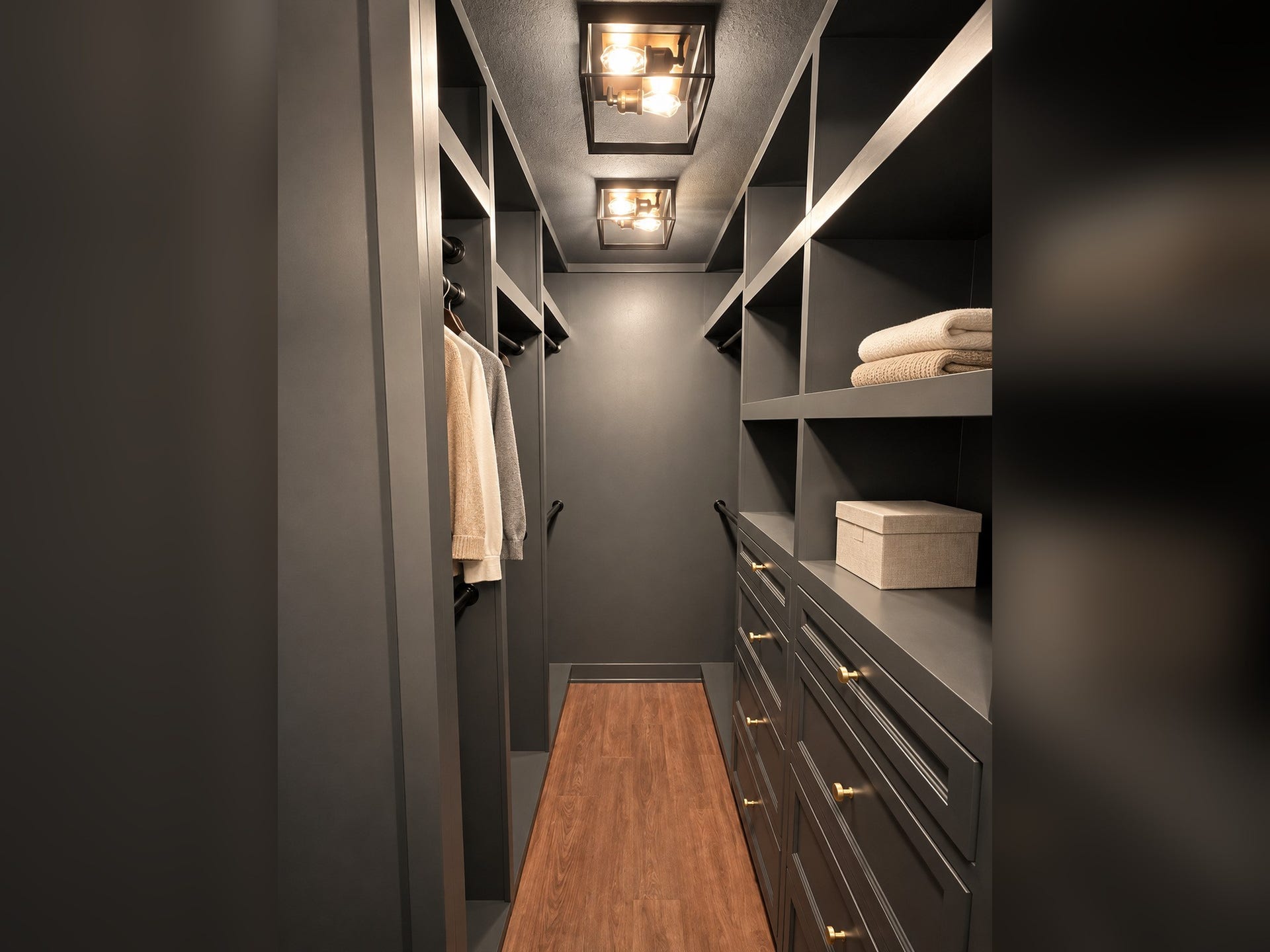 NOW THAT IS A CLOSET!!! And it is only half of the closet! This was a Genius Plan-tons of storage, highly functional but Gorgeous as well. I NEED THIS CLOSET!