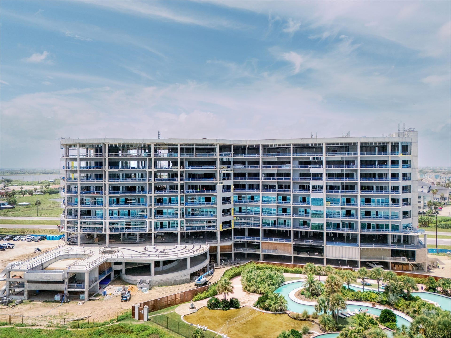10525 San Luis Pass Road, #402, Galveston, TX 77554 Construction is moving full steam ahead at Tiara, with the building now nearly enclosed and windows being installed throughout. Completion is anticipated for Summer 2027.