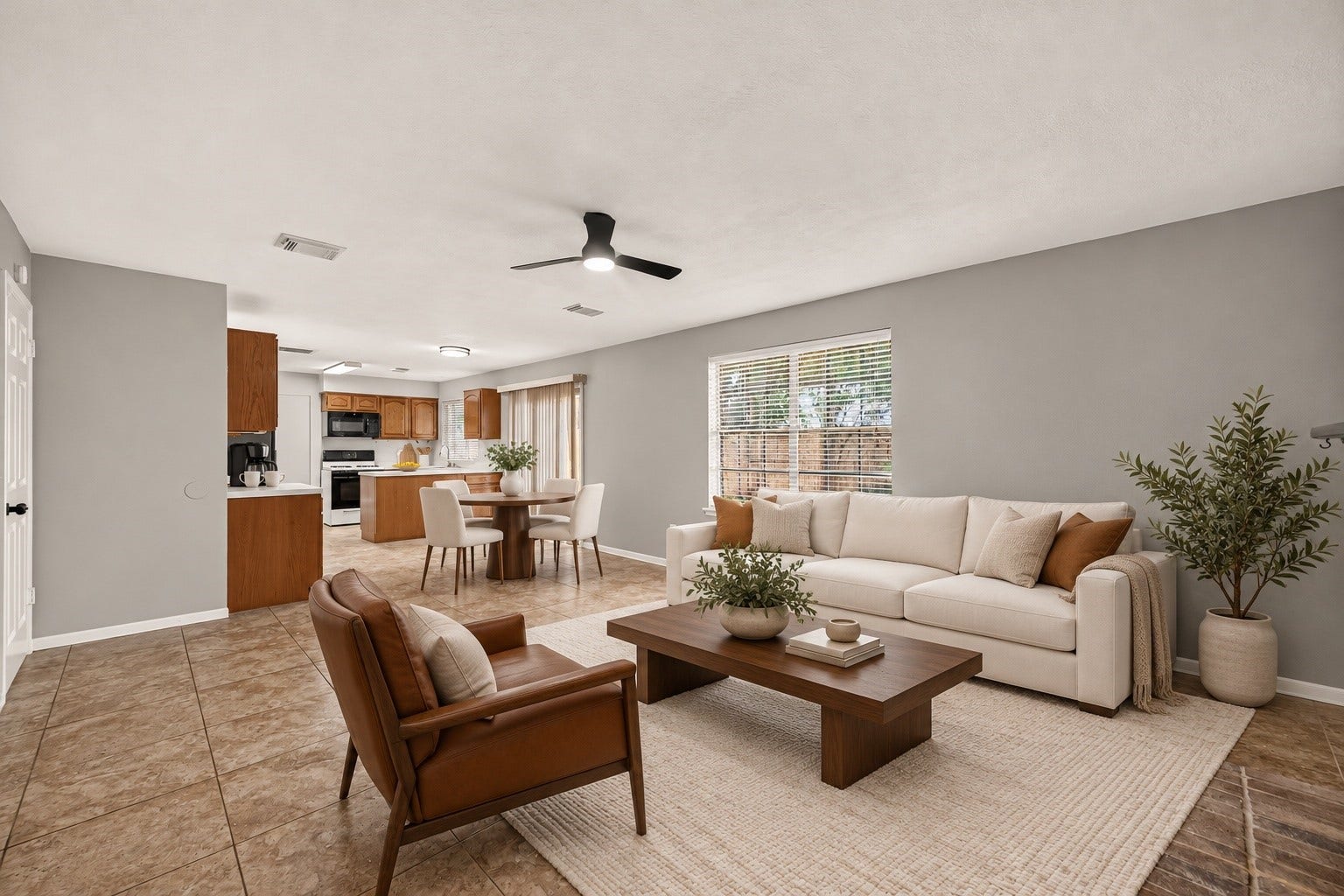 7410 Magnolia Shadows Lane, Houston, TX 77095 Open Concept Kitchen Family room - this picture is virtually Staged