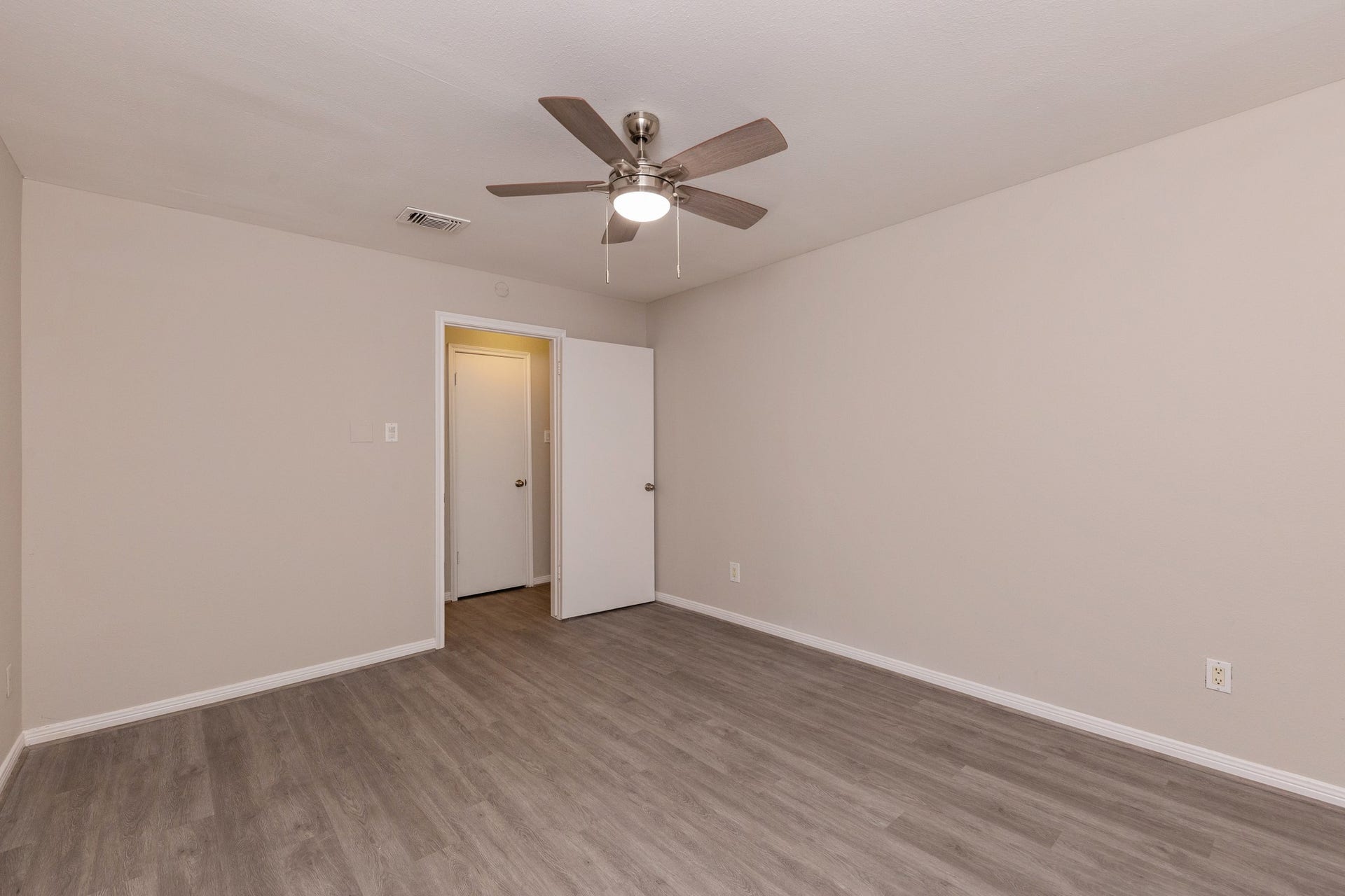 "The private primary bedroom is a relaxing space."