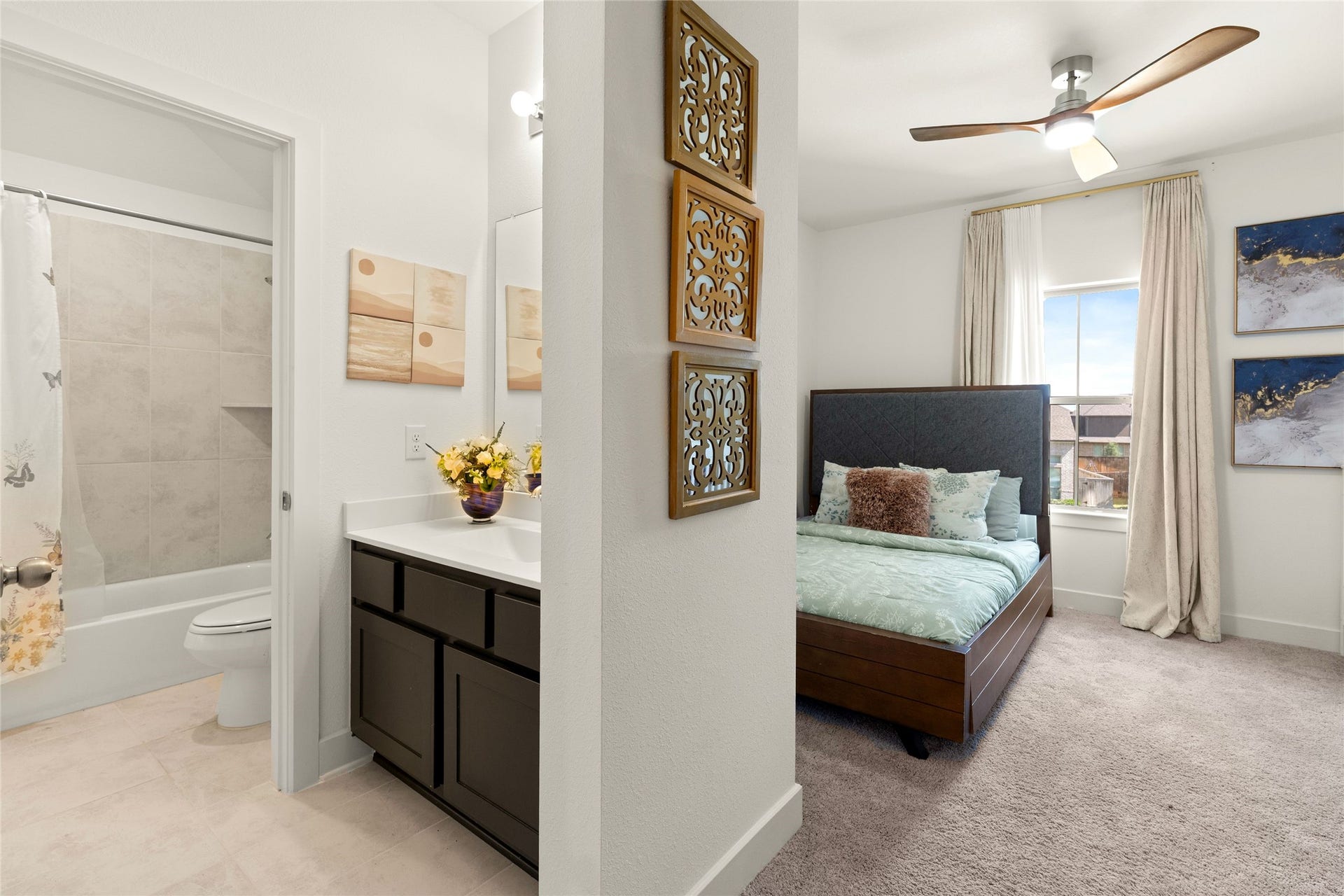11111 Zinnias Court, Cypress, TX 77433 A second perspective highlights this bedroom's practical layout and inviting atmosphere.