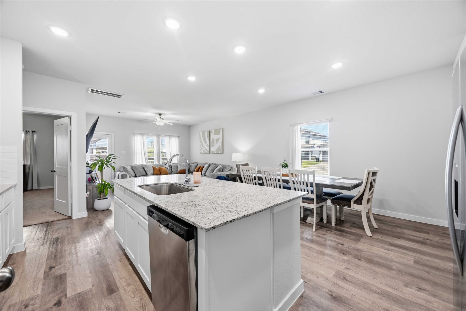 Massive Island with Granite Counter Tops