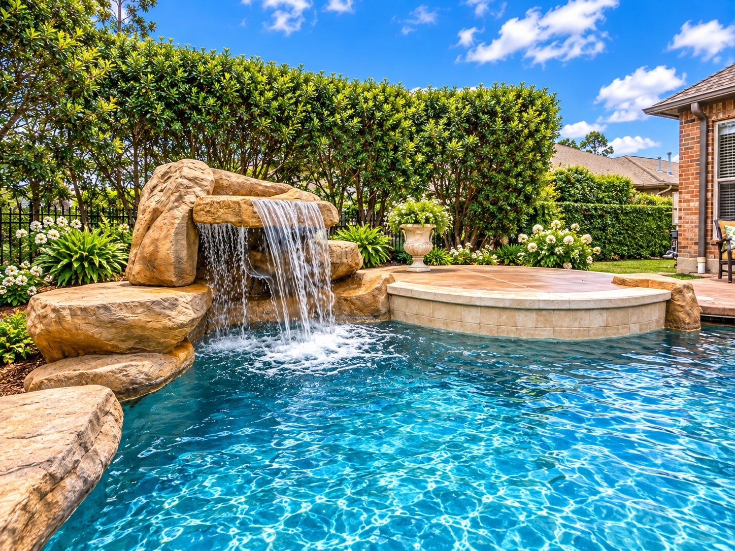 25207 Hideaway Run Drive, Spring, TX 77389 Waterfall has a hidden grotto under the stones