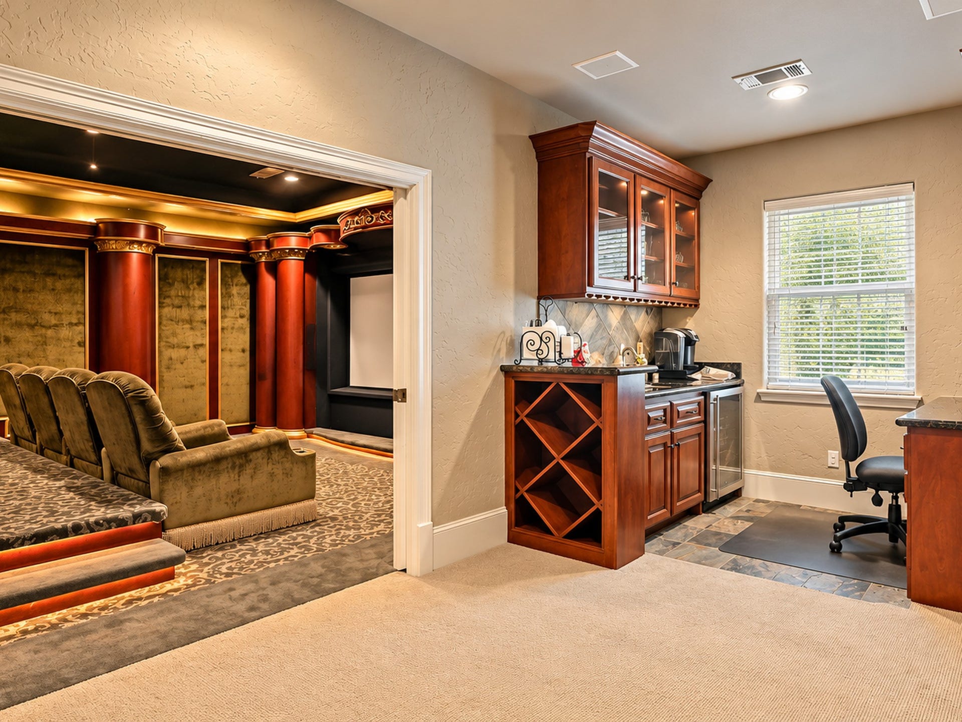 25207 Hideaway Run Drive, Spring, TX 77389 Handy "concession stand" off the theater room with built in computer bay
