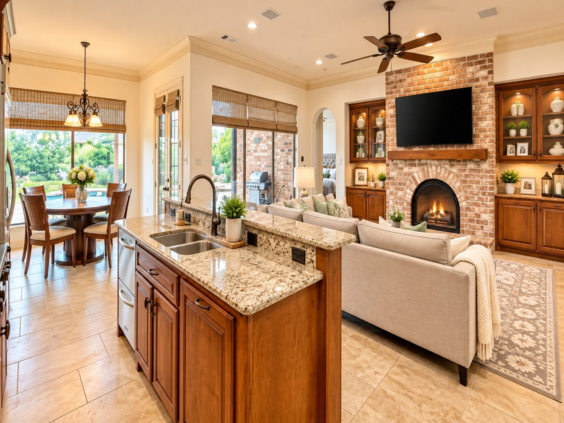 25207 Hideaway Run Drive, Spring, TX 77389 Kitchen overlooks the Family Room