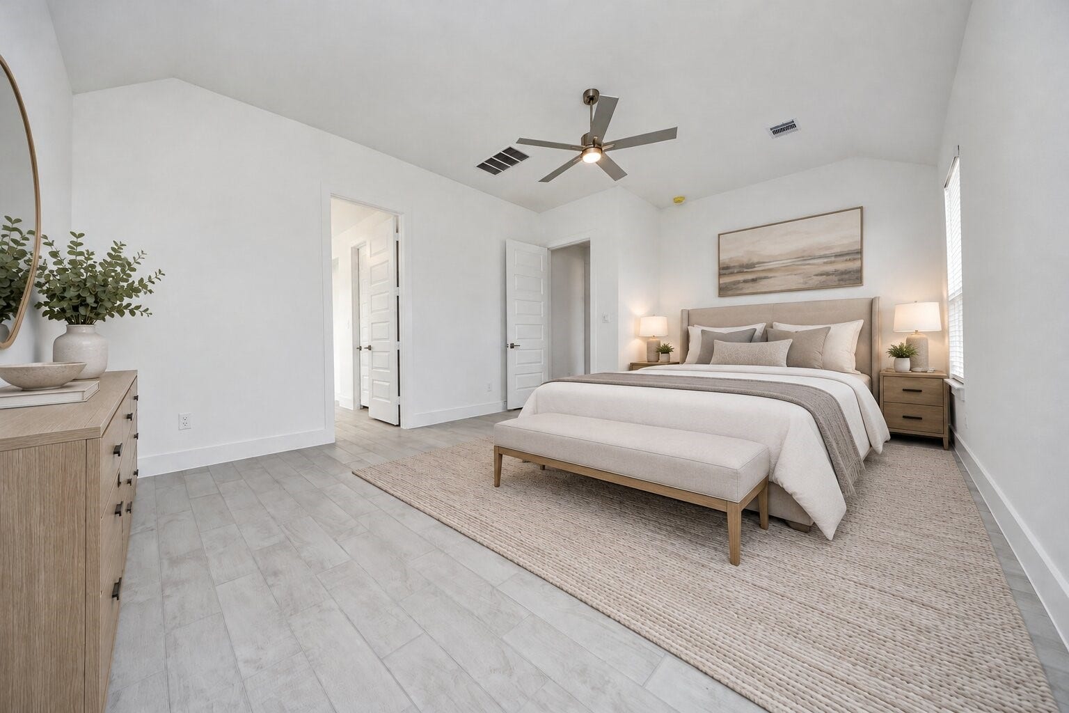 Virtually Staged - Primary Bedroom. Sample photo of completed home with similar floor plan. Actual colors and selections may vary.