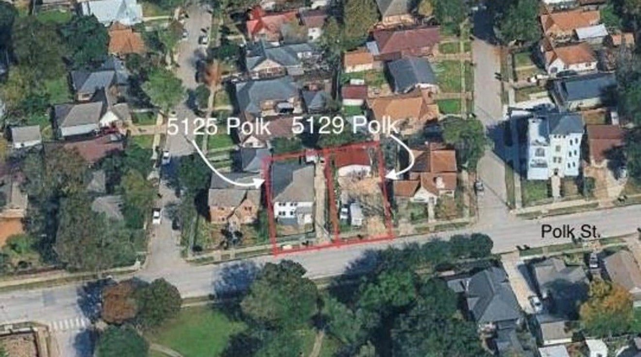 Both 5125 Polk Street and 5129 Polk are available for sale.