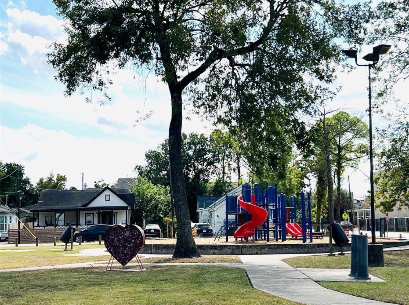 Directly across the street is a lovely city park.