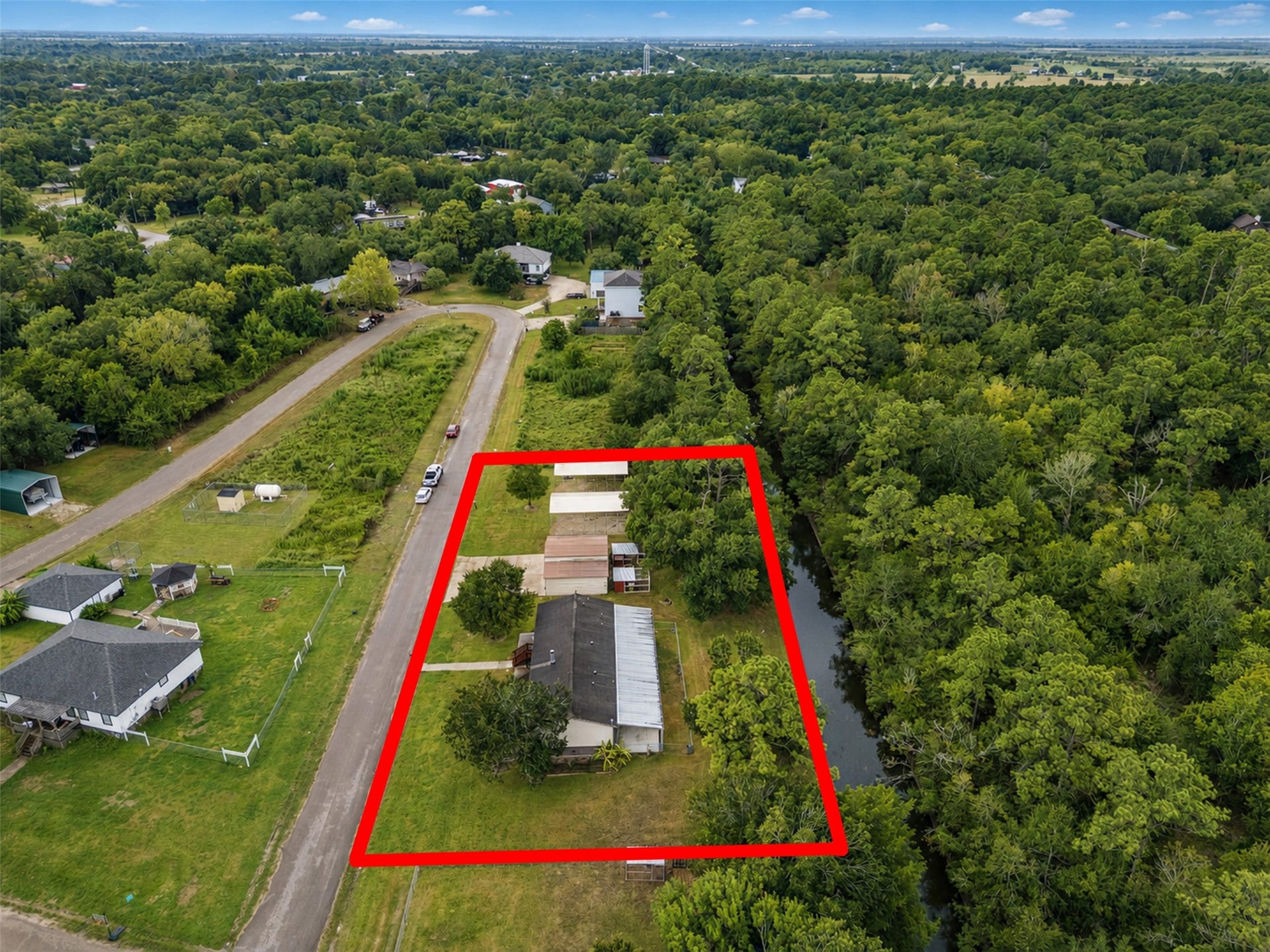 52 County Road 302, Alvin, TX 77511 Ariel view- redline is an estimate