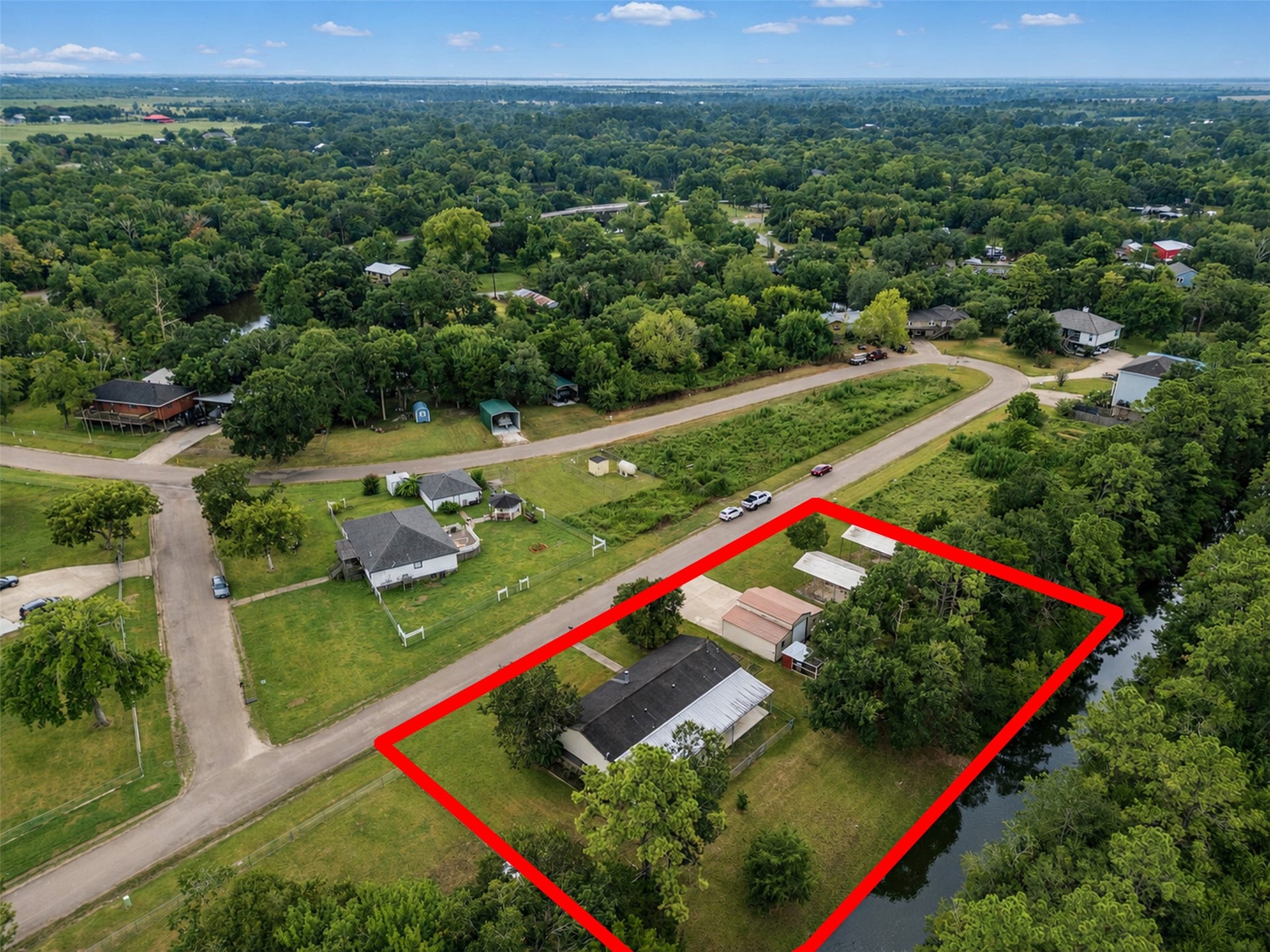 52 County Road 302, Alvin, TX 77511 Ariel view- redline is an estimate
