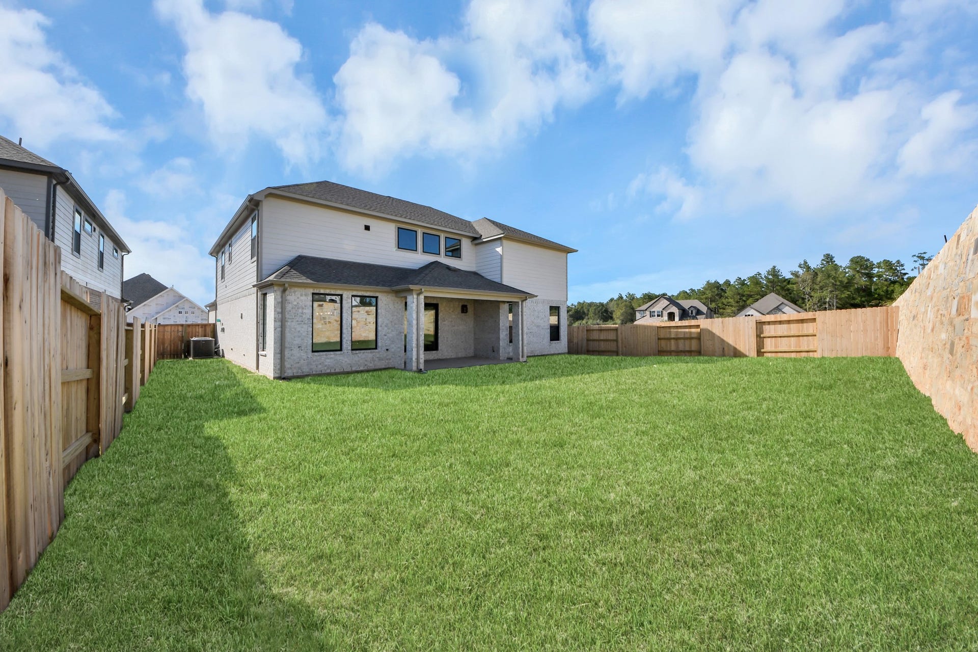 2056 Thimbleberry Lane, Magnolia, TX 77355 Come and see this spacious backyard with its beautiful covered patio. There is plenty of room for the kids to play and adults to relax. Perfect for your outdoor living space, patio furniture, bbq pit, and so much more. The possibilities are endless!