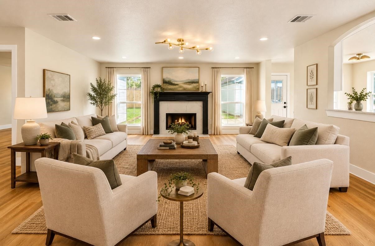 Virtually staged living room