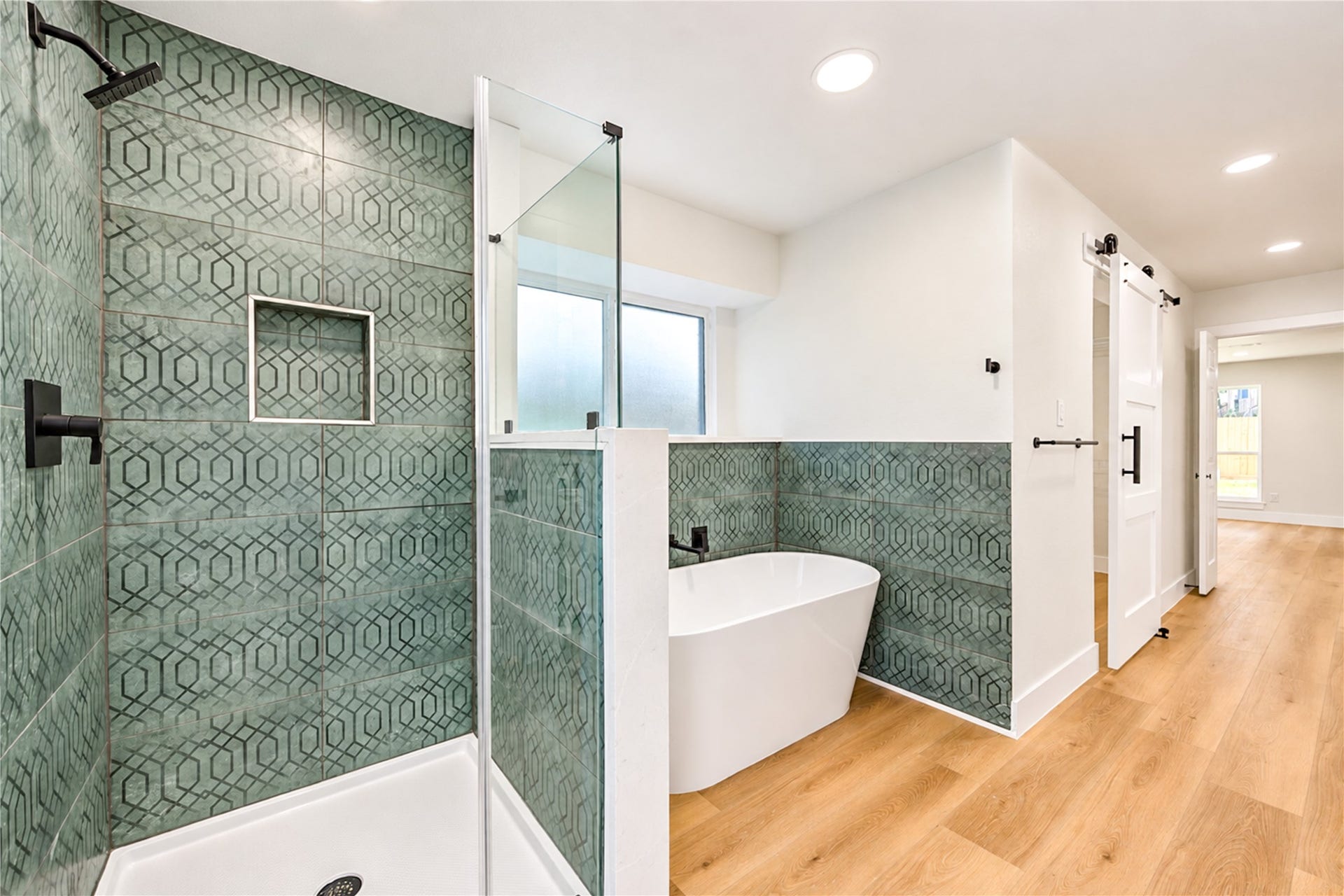 Spacious primary bathroom