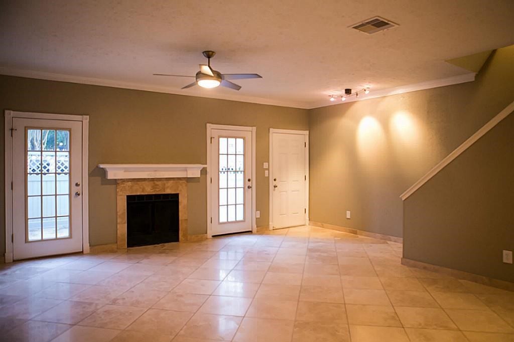 Tile flooring in living area