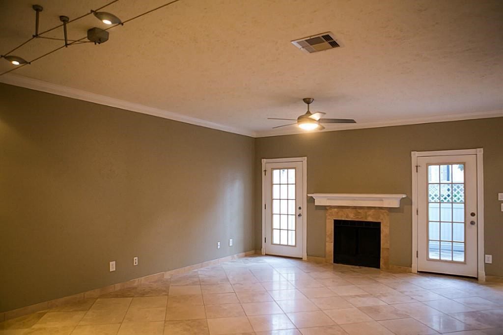 Wood burning fireplace on first floor