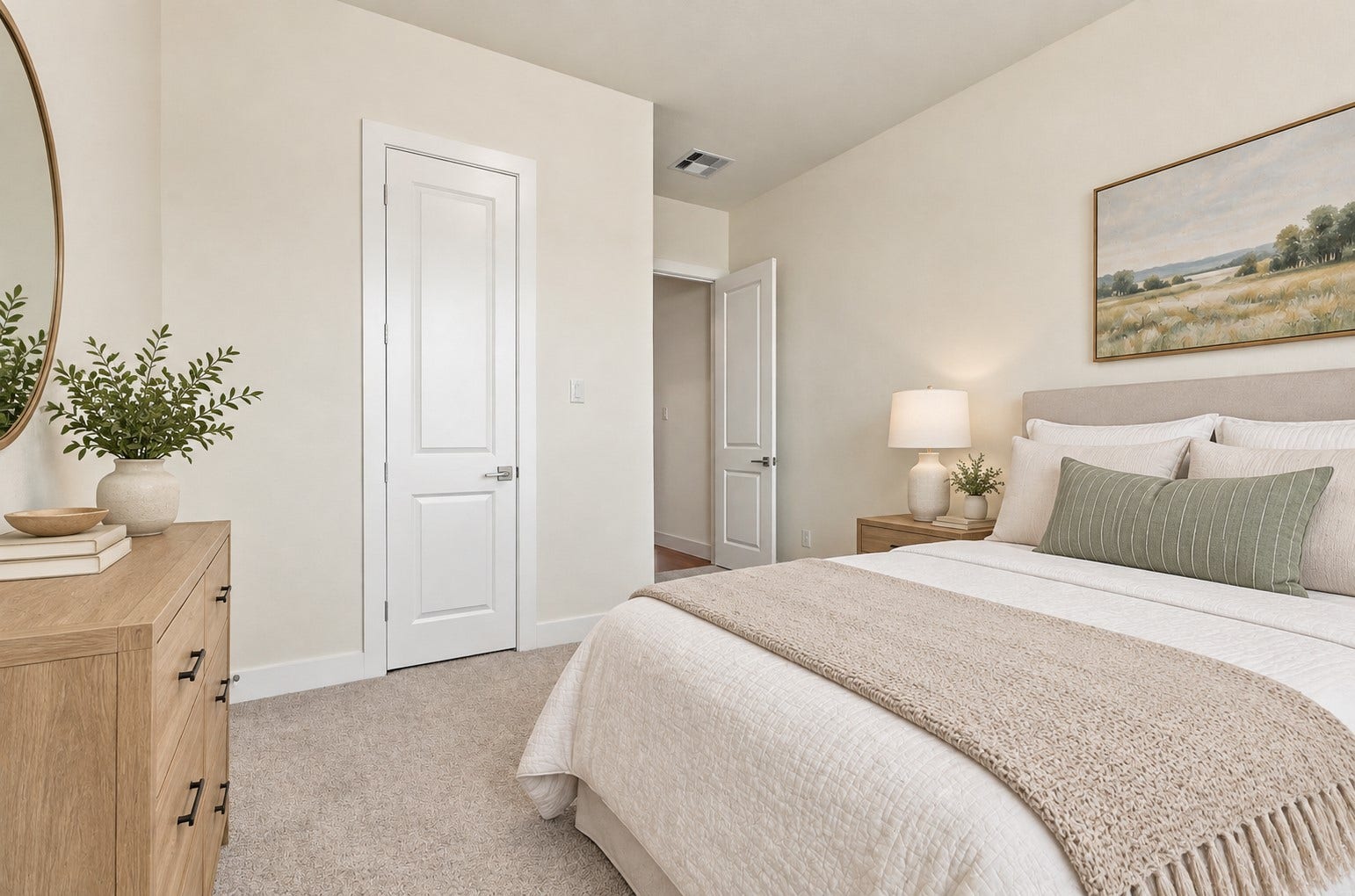 1051 Lakeland Circle, Rosharon, TX 77583 This guest bedroom offers a warm, inviting retreat with SOFT PLUSH CARPETING, beautiful neutral tones & a SPACIOUS WALK-IN CLOSET for all your storage needs! The generous layout provides plenty of flexibility for a COZY GUEST SUITE, private family retreat, or versatile space designed to fit your lifestyle! Imagine welcoming overnight guests into their own comfortable getaway or decorating this lovely room with your personal touch! A BEAUTIFUL SPACE just waiting for you to make it your own! Virtual Staged!