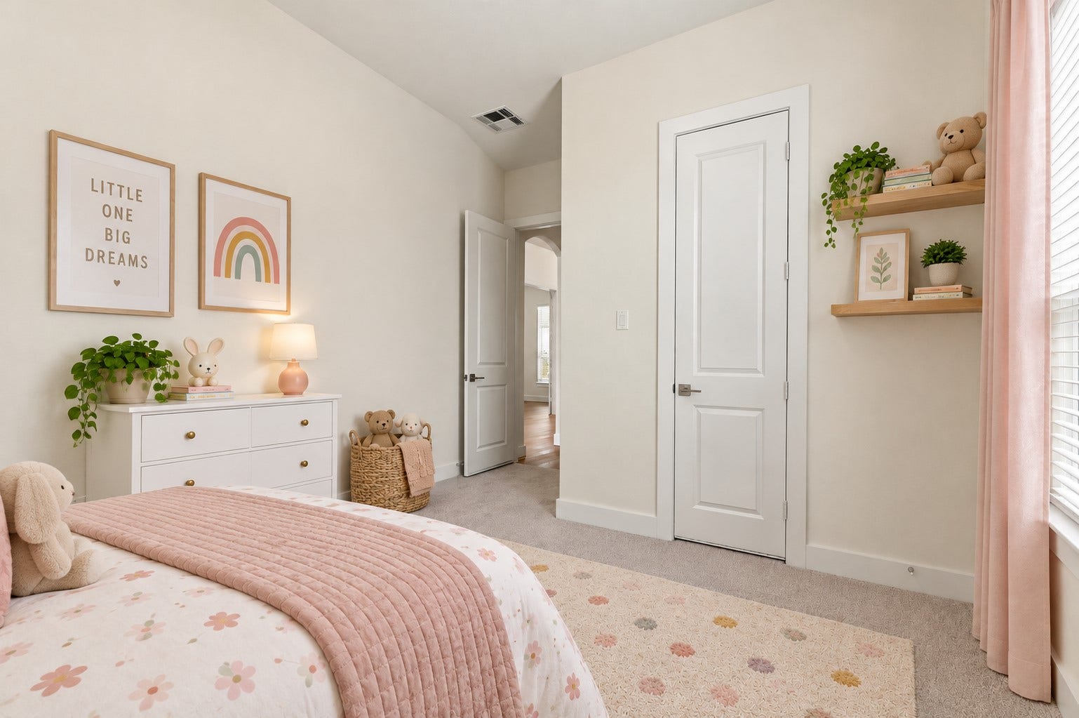 1051 Lakeland Circle, Rosharon, TX 77583 COMFORT, SPACE & ENDLESS POSSIBILITIES! This inviting secondary bedroom showcases plush carpeting, neutral finishes, and a window that fills the room with natural light! The well-proportioned layout offers flexibility for a guest bedroom, nursery, or multipurpose space! Imagine the possibilities and make this versatile room your own! **Photo is Virtually Staged**