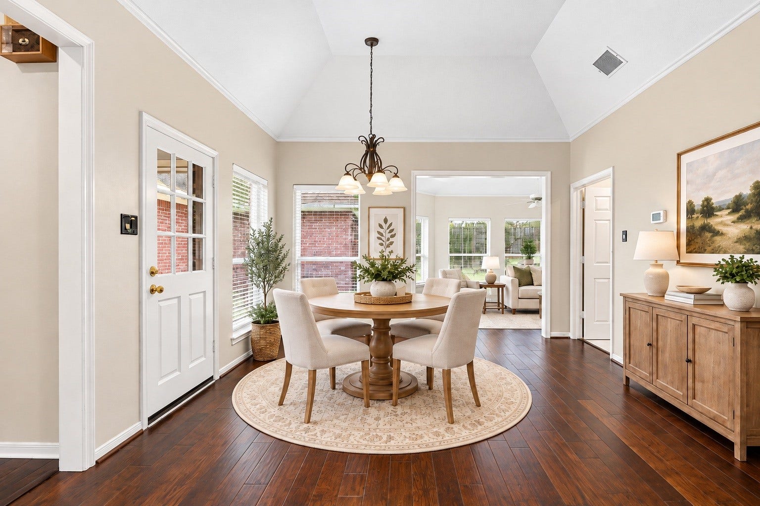 1602 Hannington Drive, Katy, TX 77450 Just off the kitchen, the breakfast area is surrounded by windows with easy access to the backyard. Virtually staged.