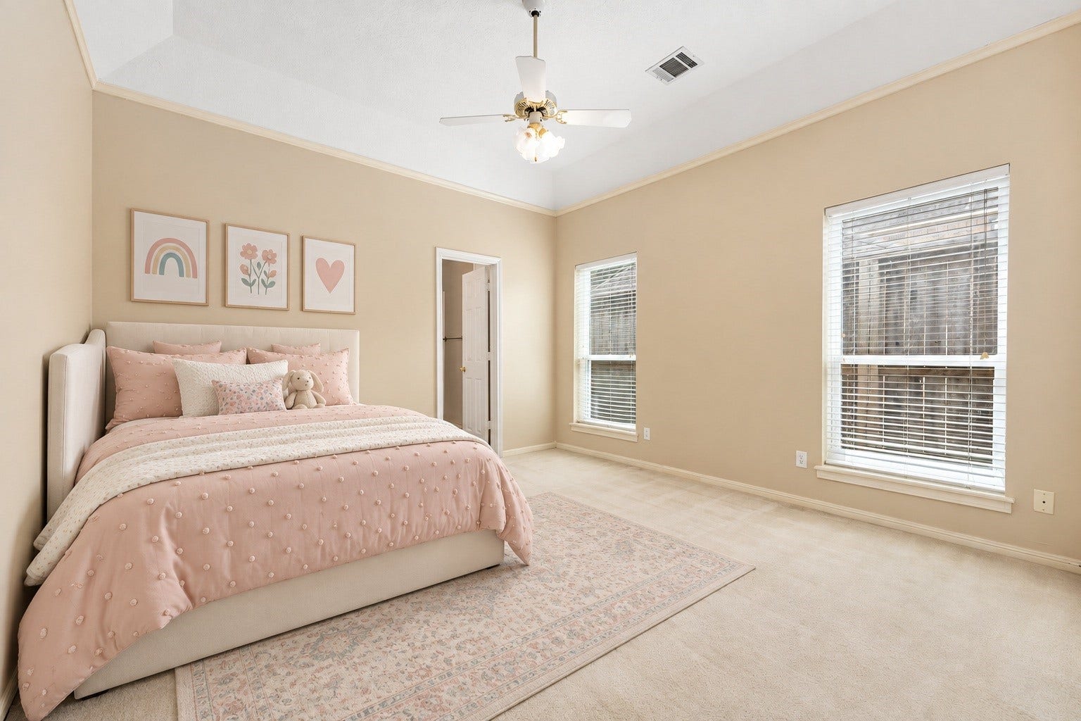 1602 Hannington Drive, Katy, TX 77450 One of three secondary bedrooms in the main home, with oversized windows bringing in plenty of natural light. Virtually staged.