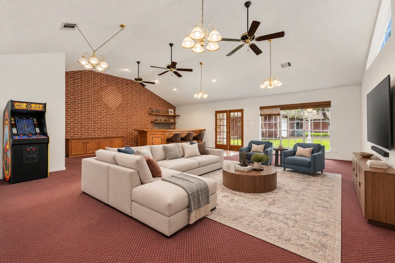 1602 Hannington Drive, Katy, TX 77450 The oversized game room creates a true second entertaining space, with plenty of room for game days, movie nights or a crowd. Virtually staged.