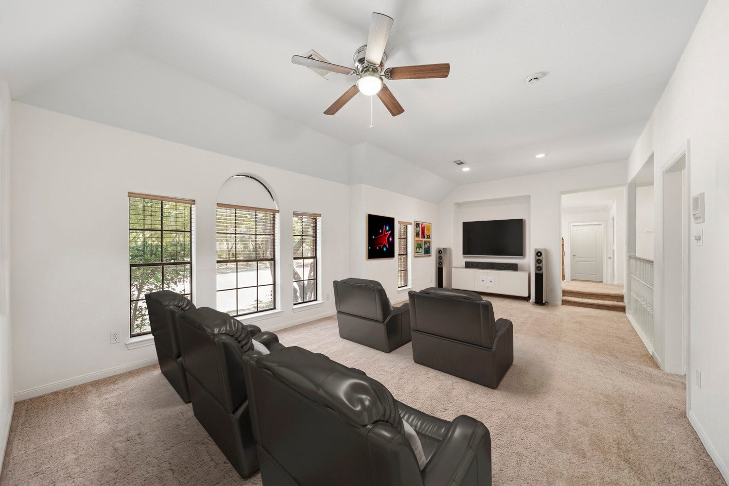 16 Fosters Court, Sugar Land, TX 77479 Virtually Staged: The generous open layout allow the space to easily adapt for movie nights, gaming, or additional recreation.
