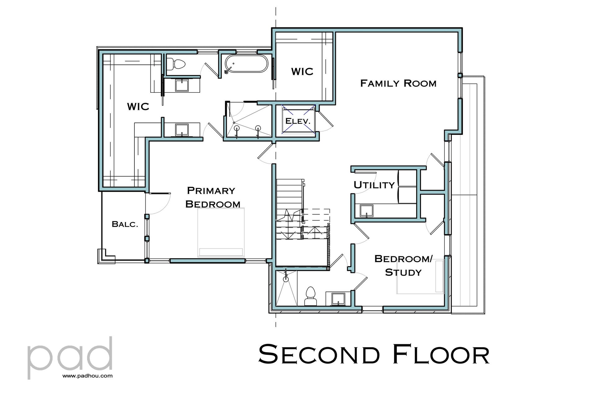 5409 Chevy Chase, #D, Houston, TX 77056 Second Floor Plan - Unit D