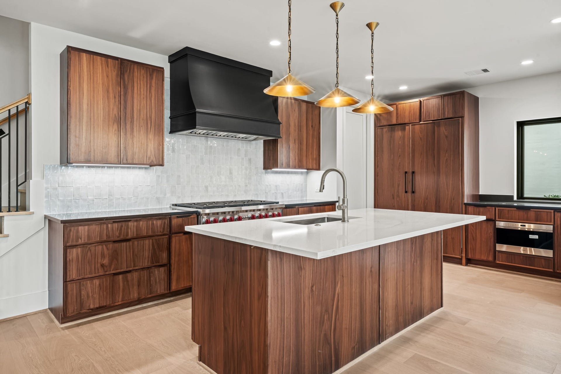 5409 Chevy Chase, #D, Houston, TX 77056 A closer look at the kitchen with 48" Wolf range and built-in Sub Zero refrigerator/freezer.