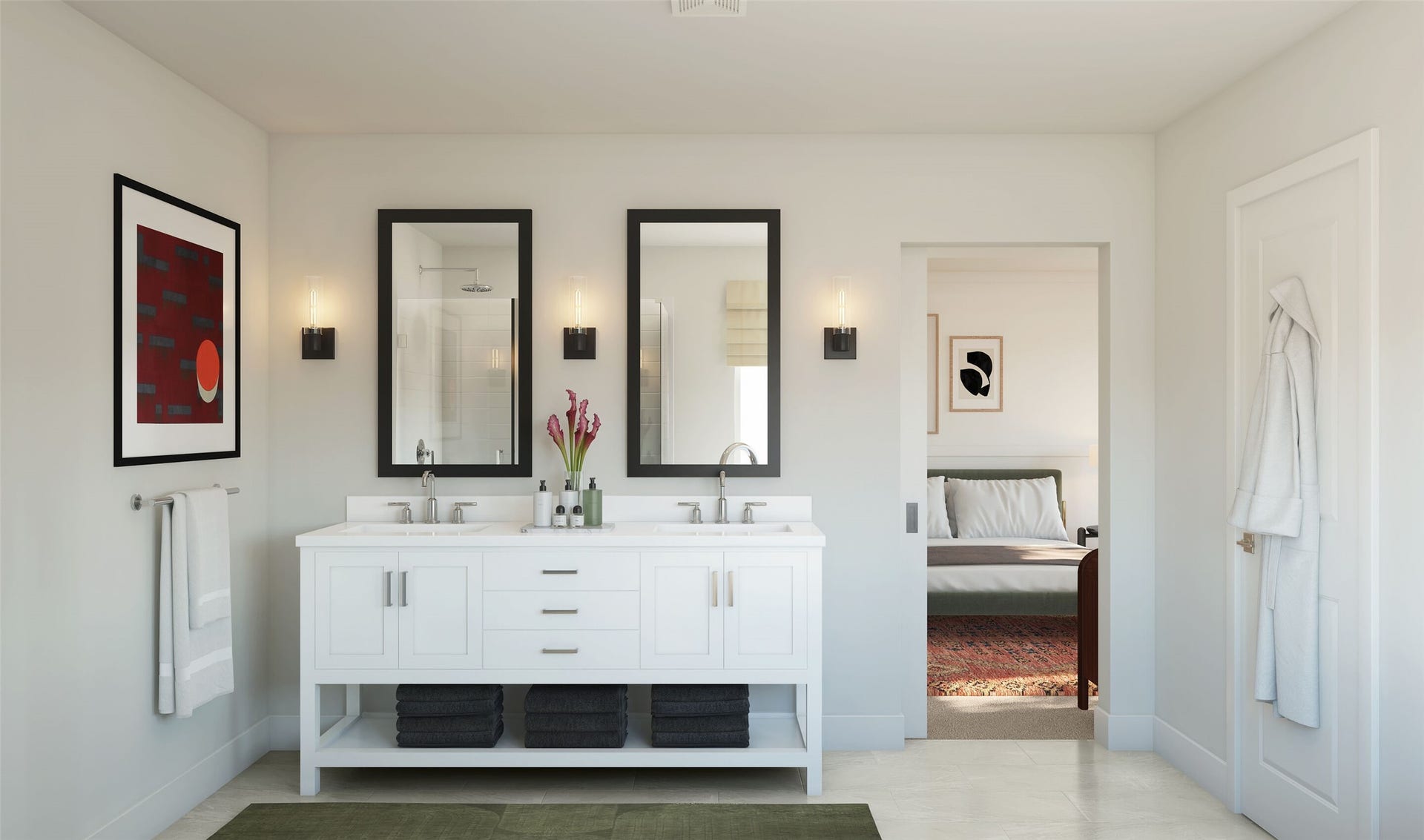 4506 Leon Meadow Lane, Houston, TX 77048 Relaxing primary bath (*Artist rendering used for illustration purposes only. Colors/finishes may differ from the ones currently selected in the home.)