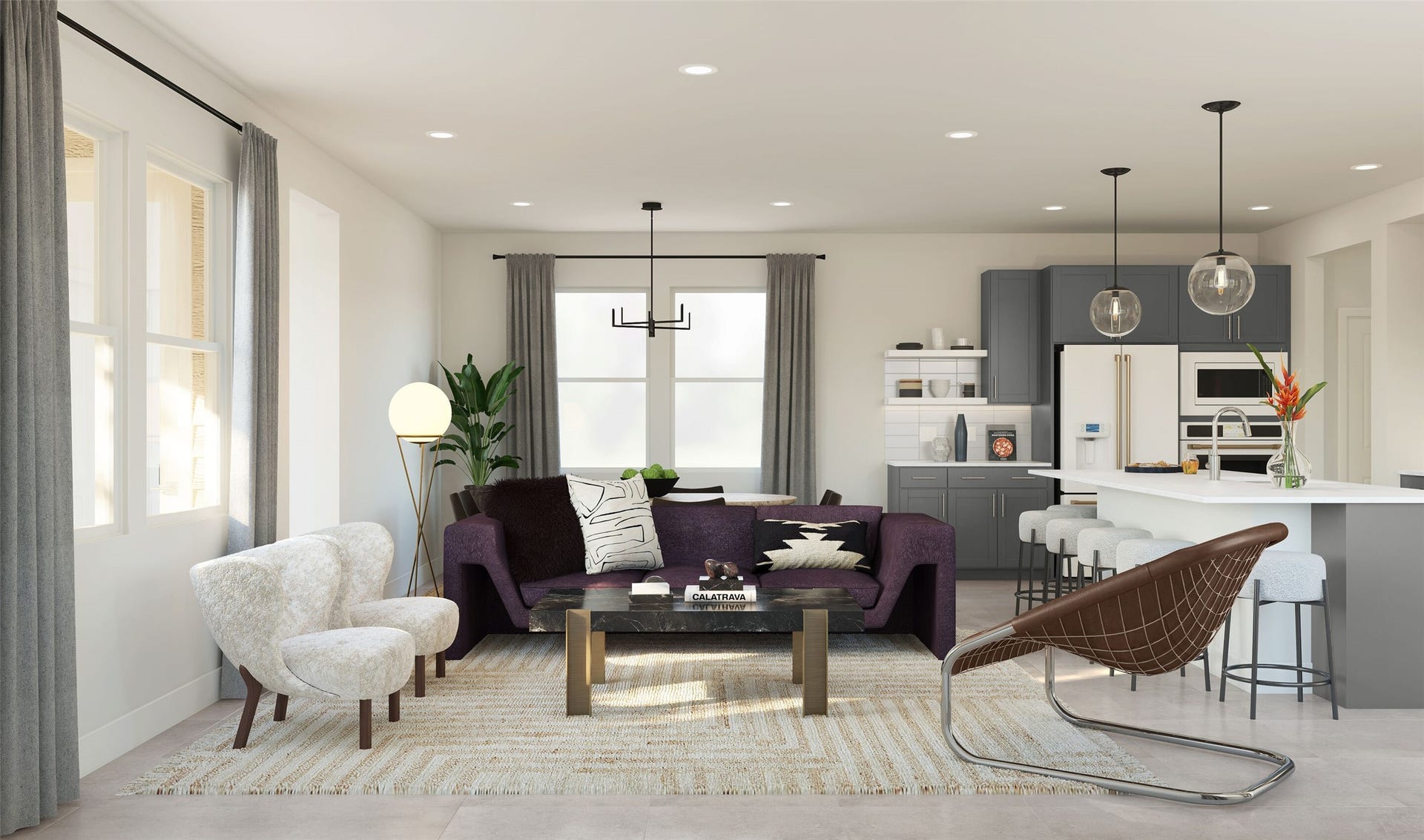 4506 Leon Meadow Lane, Houston, TX 77048 Open great room (*Artist rendering used for illustration purposes only. Colors/finishes may differ from the ones currently selected in the home.)