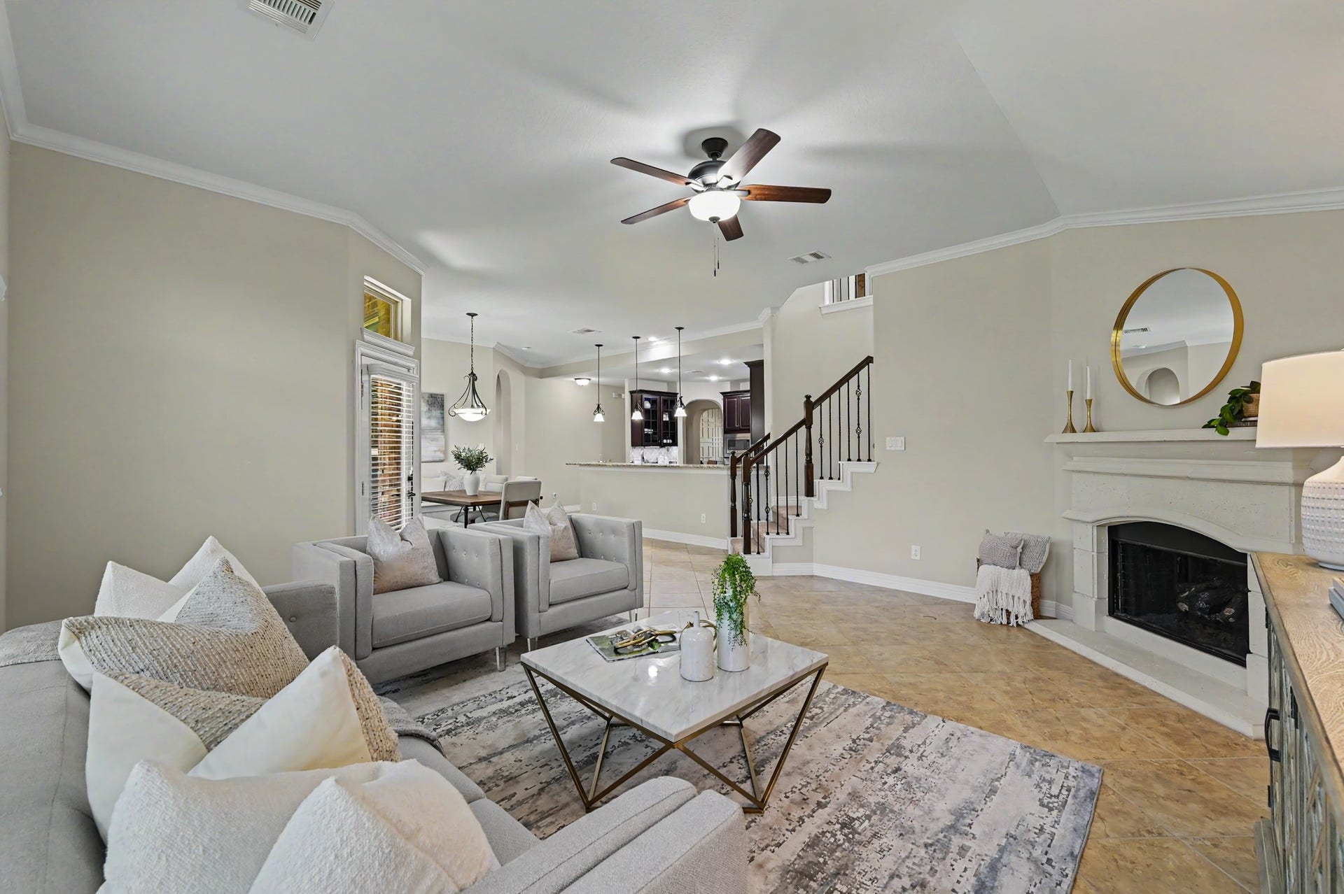 Gaslog fireplace for cozy nights...yes Tomball can get chilly!