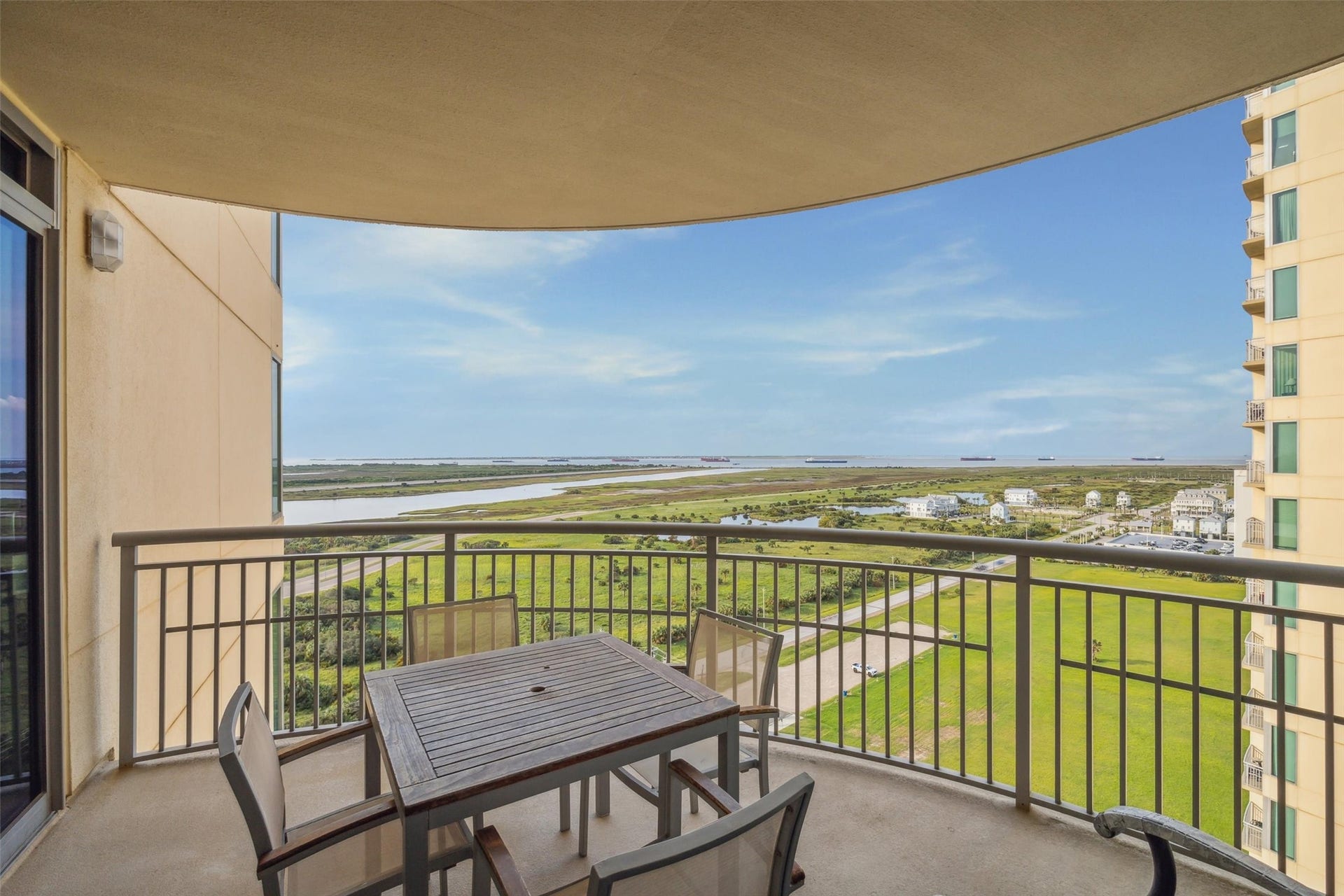 801 E Beach Drive, #TW1600, Galveston, TX 77550 Balcony off living area and bedroom 2
